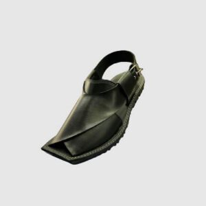 Men Black Waterproof Leather Sole Peshawari Chappal