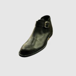 Men Leather Black Clip Design Long Boot