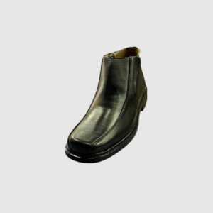 Men Leather Black Long Zip Boot