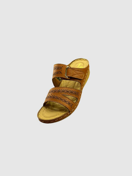 Women-Mehroon-Golden-Medicated-Chappal